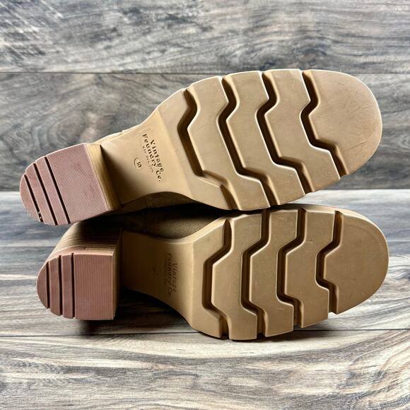 NIB Vintage Foundry Co 10 Penelope Suede Block Heel Chelsea Booties Light Brown - Picture 8 of 11